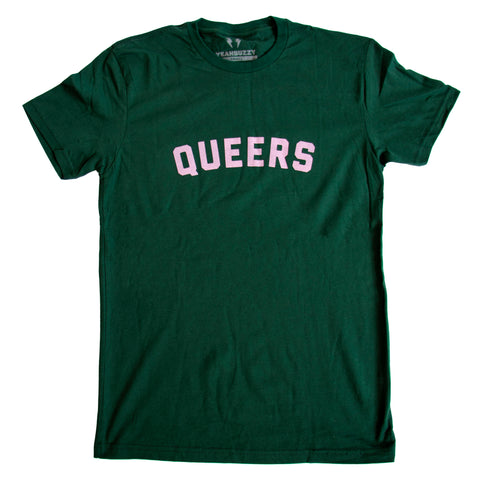 QUEERS Varsity Tee - Forest Green
