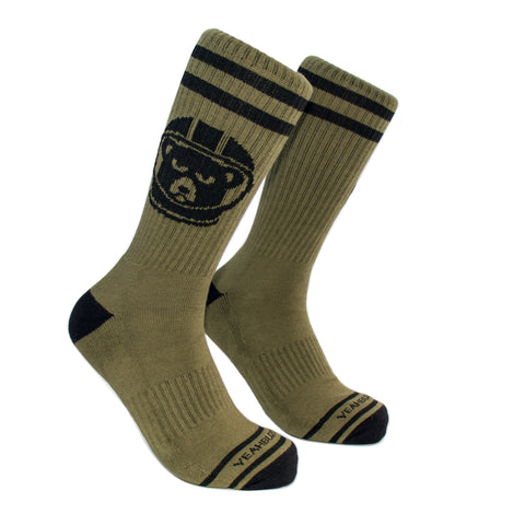Space Bear Socks - Olive